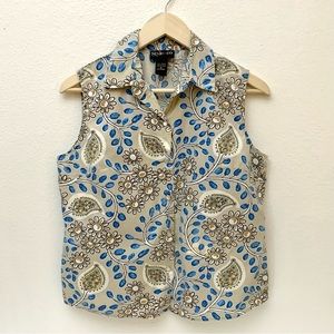 Style & Co Size 12 Sleeveless Pearl Snap Blouse